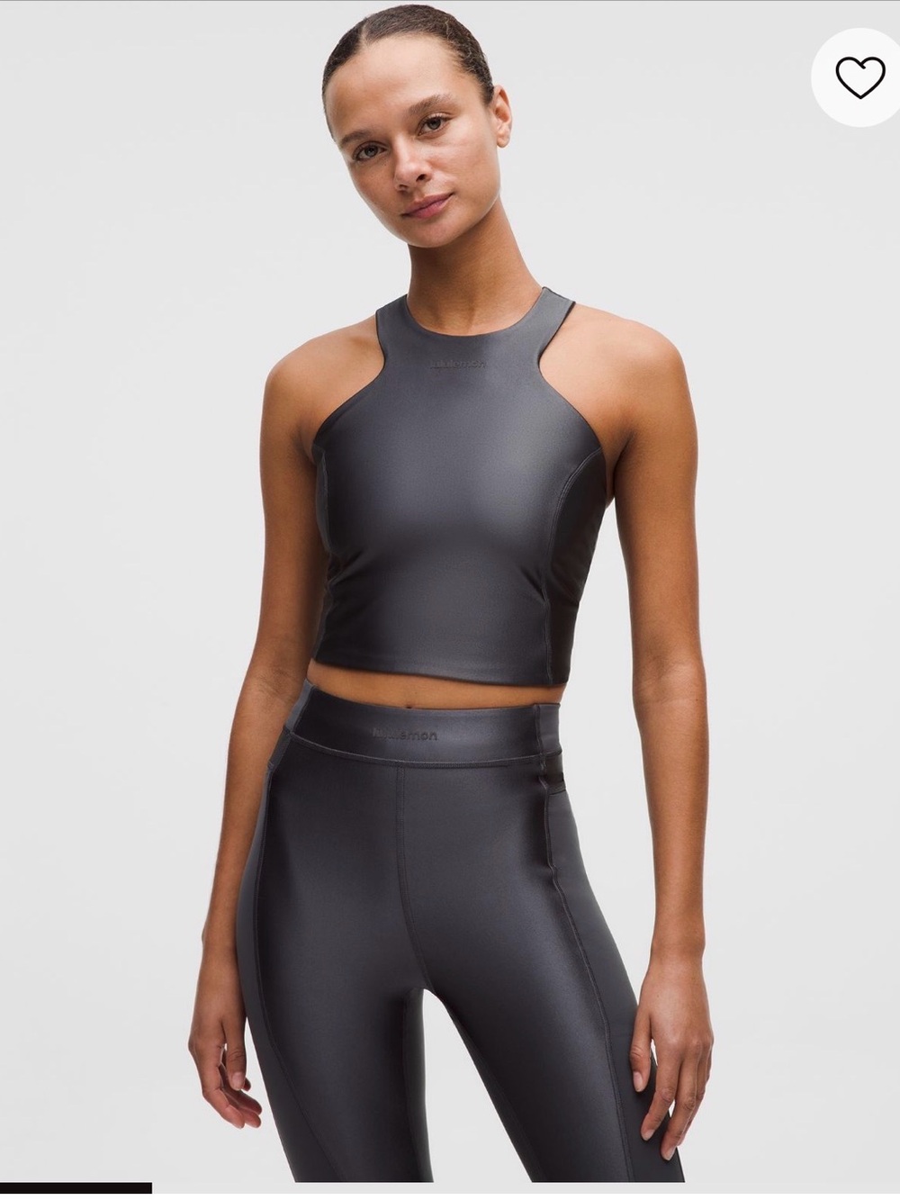 Satin shine tank High-Neck Active Crop Top